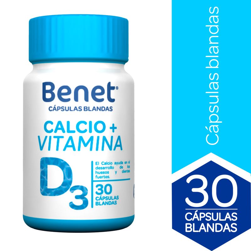 Calcio + Vitamina D3 Frasco x 30 Cápsulas