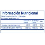 Calcio + Vitamina D3 Frasco x 30 Cápsulas