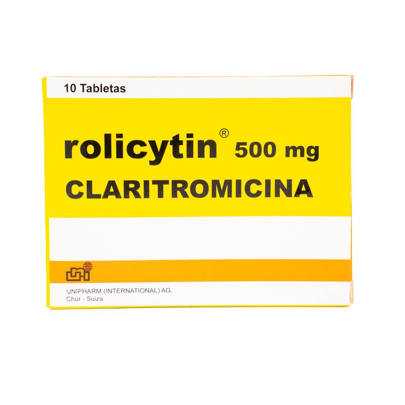 Rolicytin Claritromicina 500 mg 10 Tabletas