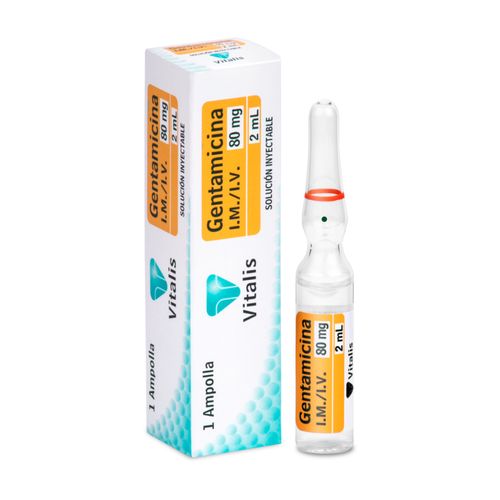 Gentamicina 80 Mg/2 Ml Inyectable Caja X 1 Ampolla Vitalis