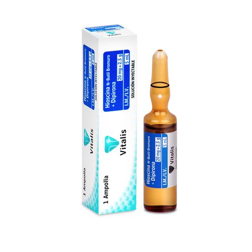 N Butil Bromuro Hiosina + Dipirona 20Mg + 2.5 Inyectable Caja X  1Ampolla Vitalis