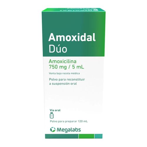 Amoxidal Duo Amoxicilina 750 Mg/5 Ml Polvo Frasco X 120 Ml Suspensión Megalabs