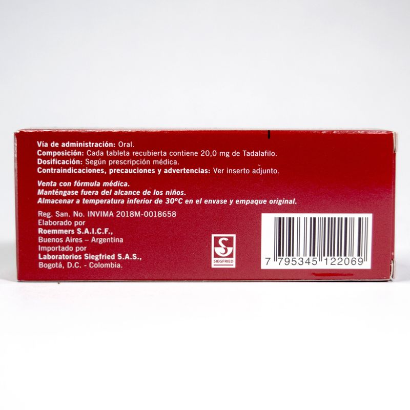 Invictus Tadalafilo 20 mg 2 Tabletas Rx