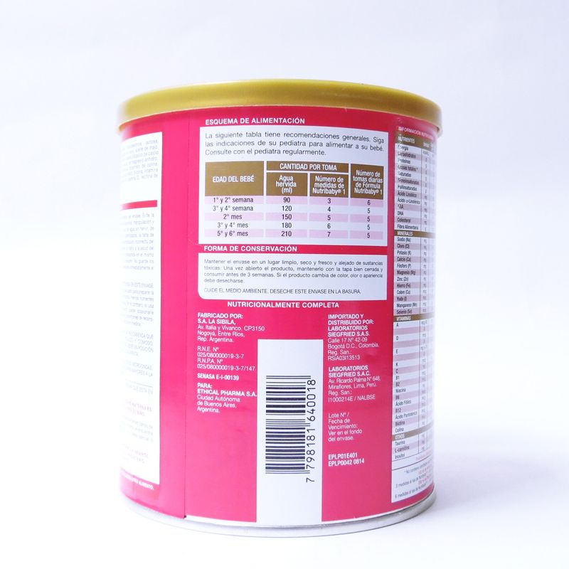 Nutribaby Etapa 1 Lata X 400 Gr Polvo Siegfried