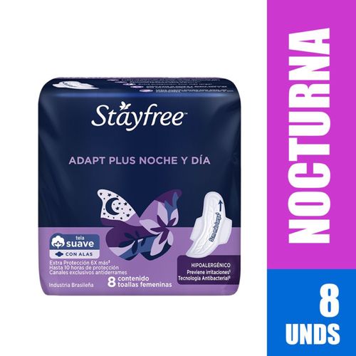 Toallas Higiénicas Stayfree Adapt Plus Noche Y Día X 8 Und