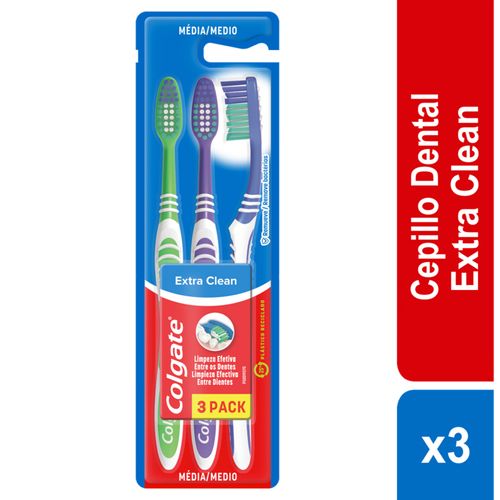 Cepillo De Dientes Colgate Extra Clean 3 Unidades