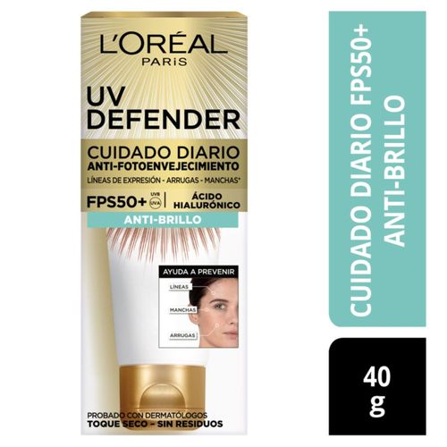 Crema Facial Uv Defender Anti Oleosidad Fps50+ Frasco X 40 Ml Loreal