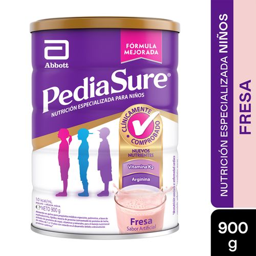 Pediasure Polvo Fresa Lata X 900 Abbott Minerales.Multivitaminas Lata X 900Gr Abbott
