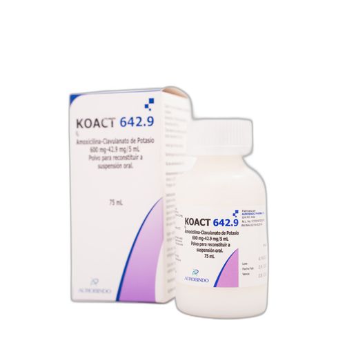 Koact Amoxicilina 600 Mg Ácido Clavulánico 858 Mg Frasco X 75 Ml Suspensión Oral Novamed