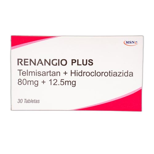Renangio Plus Telmisartan Hidroclorotiazida 80 Mg + 12,5 Mg Caja X 30 Tabletas Msn Labs