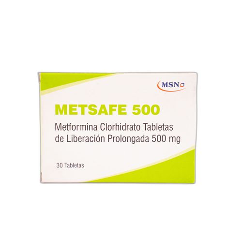 Metsafe Metformina Clorhidrato 500 Mg Caja X 30 Tabletas Msn Labs