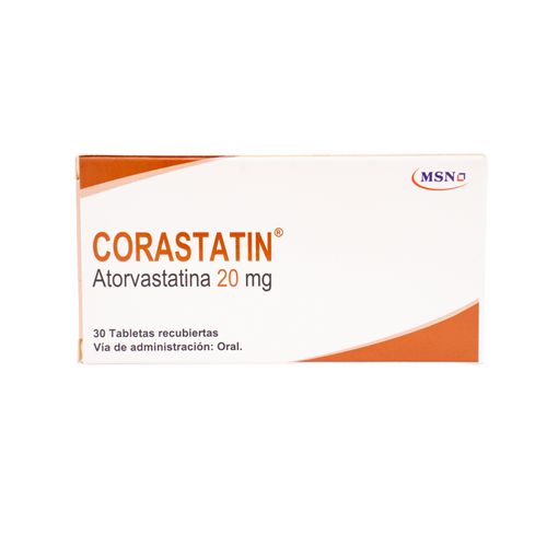Corastatin Atorvastatina Cálcica 20 Mg Caja X 30 Tabletas Msn Labs