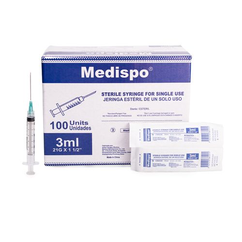 Jeringa 3 Ml 3 Partes 21 X 1 1/2 Caja X 100 Unds Medispo Protex