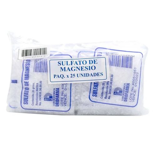 Sulfato Magnesia Bolsa X 20 Gr Paquete 25 Unida Drofarma