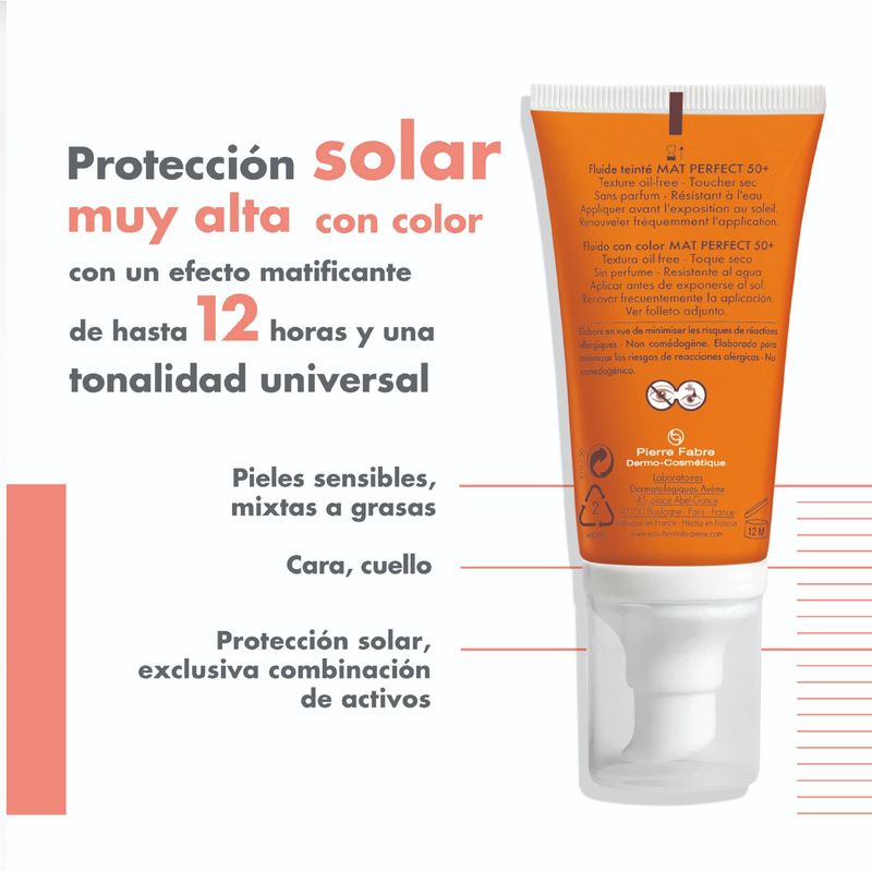 Protector Avene Mat Perfect Fluido Color SPF 50