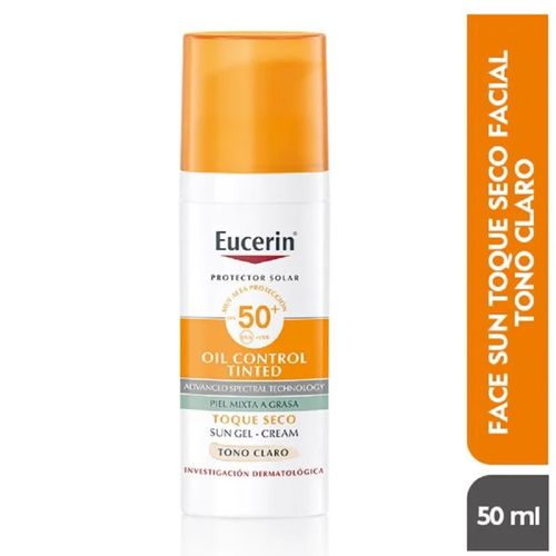 Protector Solar Eucerin Oil Control Tono Claro Fps50 Frasco X 50 Ml