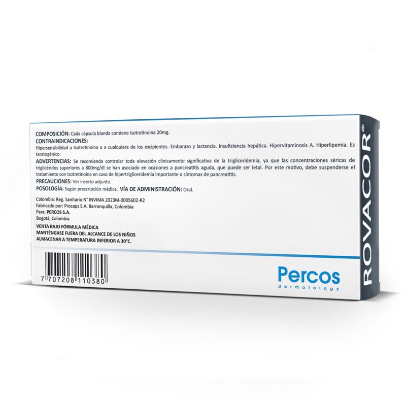 Rovacor 20 Mg Caja X 30 Tabletas Percos