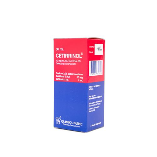 Cetirrinol Gotas Orales Cetirizina 10 Mg Frasco X 30 Ml Química Patric