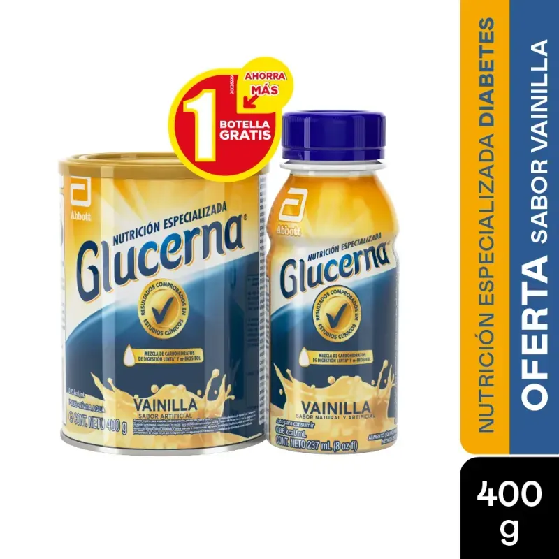 Glucerna Lata 400g Vainilla + Frasco 237ml