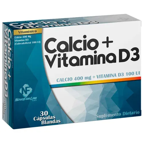 Calcio 400 Mg + Vitamina D3 100 Ui X 30 Capsulas