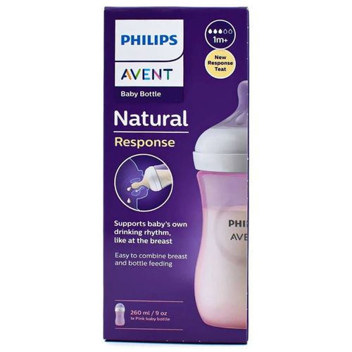 Biberón Avent Natural Respuesta Rosa 9Oz