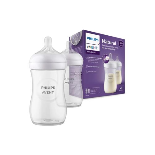 Biberón Avent Natural Respuesta Transparente 9Oz