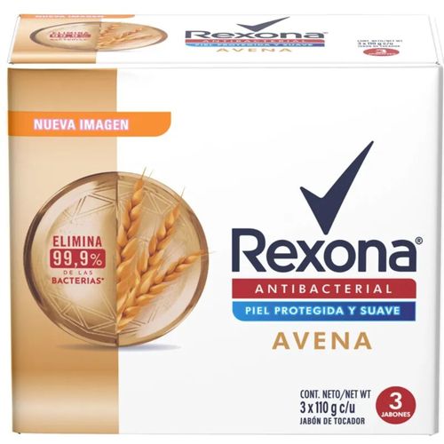 Jabón Rexona Antibacterial Avena Tripack 3 X 110G