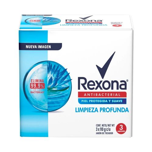 Jabón Rexona Antibacterial Limpieza Profunda 3 X 110G