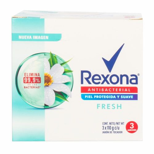 Jabón Rexona Antibacterial Fresh Tripack 3 X 110G