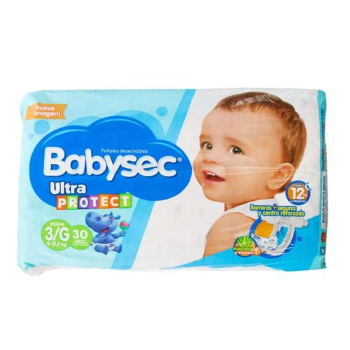 Oferta Babysec Ultraprotect Pack: Pañales G, XG, XXG (30 und c/u) + G (30 und) GRATIS!
