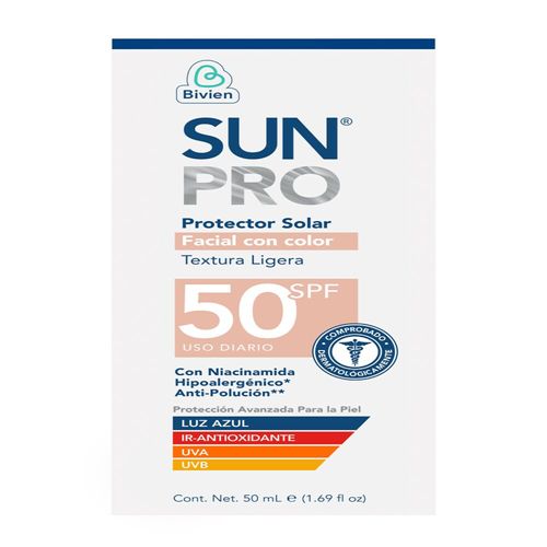 Bloqueador Solar Sunpro Facial Color Spf50 X 50Ml