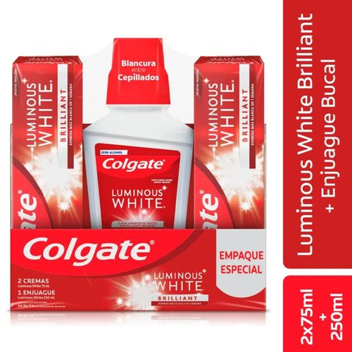 Oferta Crema Dental Colgate Lumin White 2 Unidades X 75Ml + Enjuague Bucal X 250 Ml