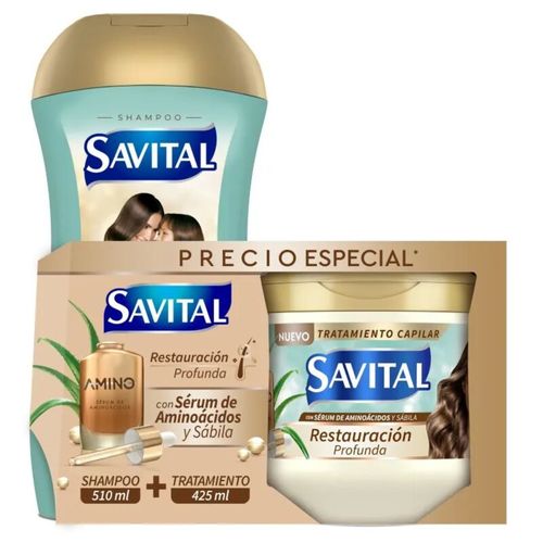 Shampoo Savital Aminoácidos 510 Ml + Tratamiento Capilar