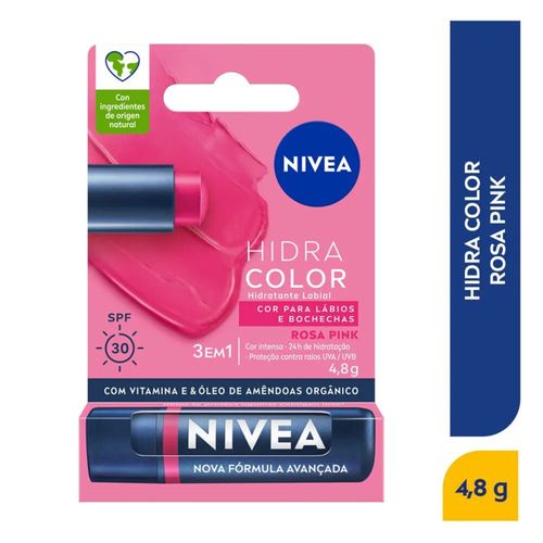 Protector Labial Nivea Hidra Color Rosado 5.5 Ml Bdf