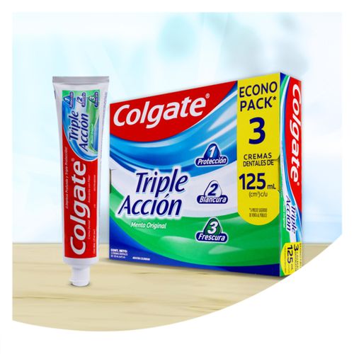 Crema Dental Colgate Triple Acción Tubo X 125 Ml 3 Unidades