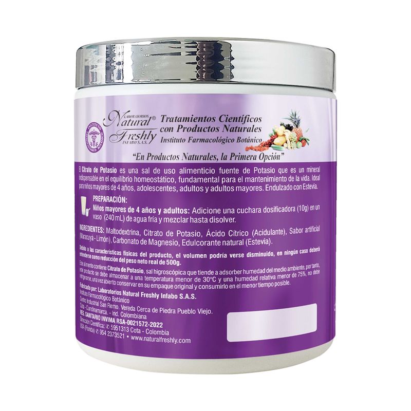Citrato Potasio Polvo 500 Gr Natural Freshly