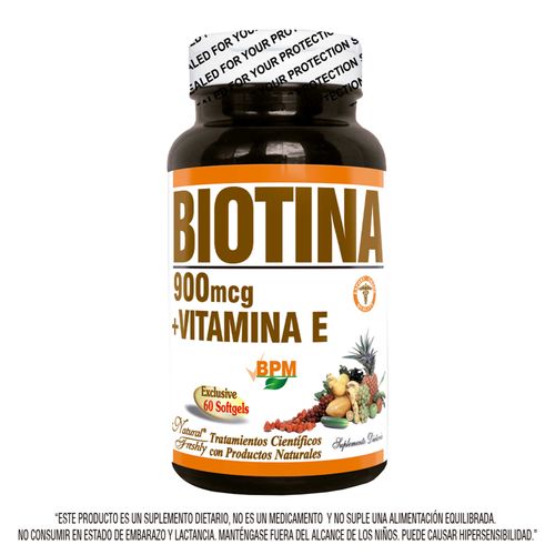 Biotina 900 Mcg + Vitamina E Frasco X 60 Cápsulas