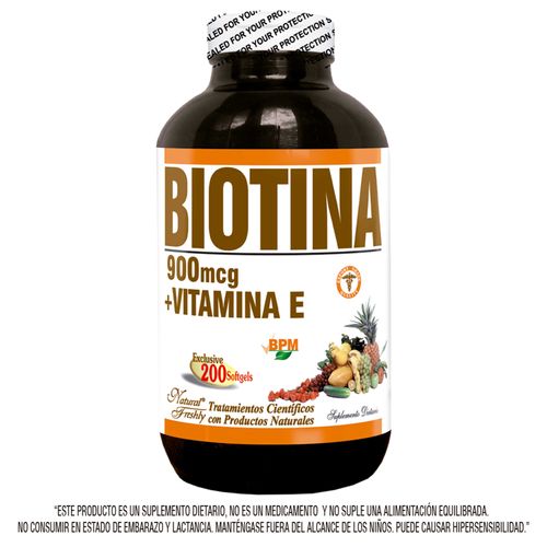 Biotina 900 Mcg + Vitamina E Frasco X 200 Cápsulas