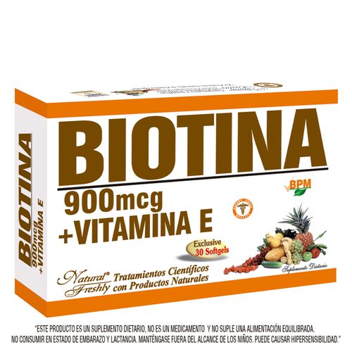 Biotina 900 Mcg + Vitamina E Caja X 30 Cápsulas