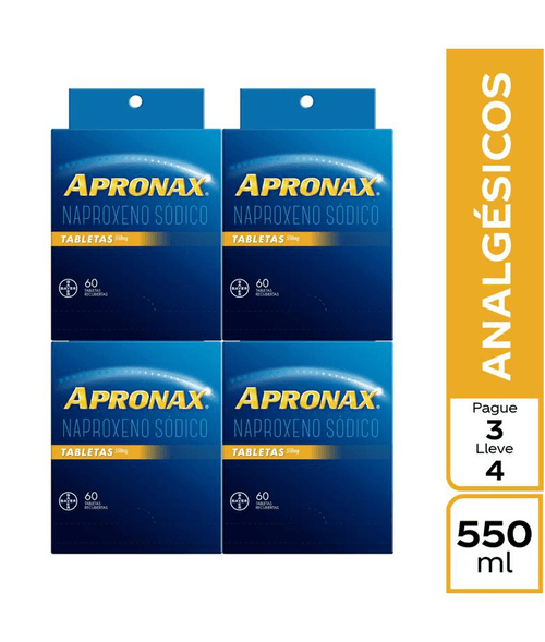 Apronax Naproxeno Sódico 550 Mg Caja X 60 Cápsulas Pague 3 Lleve 4 Bayer