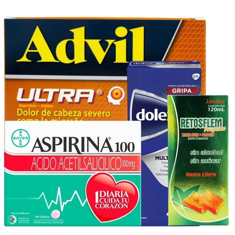 Kit Bienestar Bayer Aspirina Advil Dolex