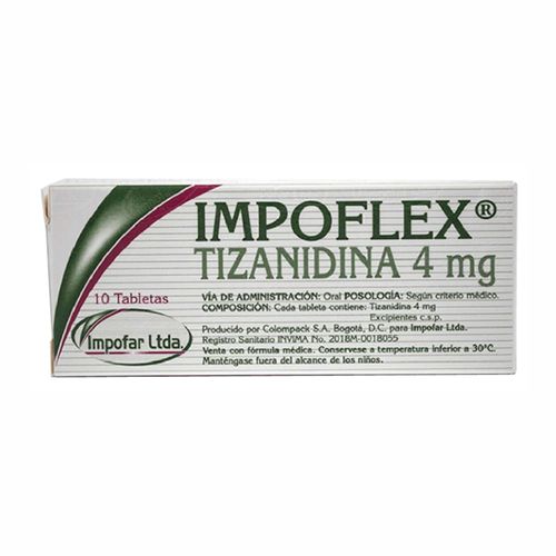 Impoflex Tizanidina 4 Mg Caja X 10 Tabletas Comerlat