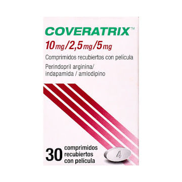 Coveratrix 10-2-5-5Mg Perindopril-Amlodipino-Indapamida  Caja X 30 Tabletas Servier