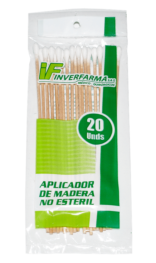 Aplicadores Algodon Madera Bolsa 20 Unidades Inverfarma