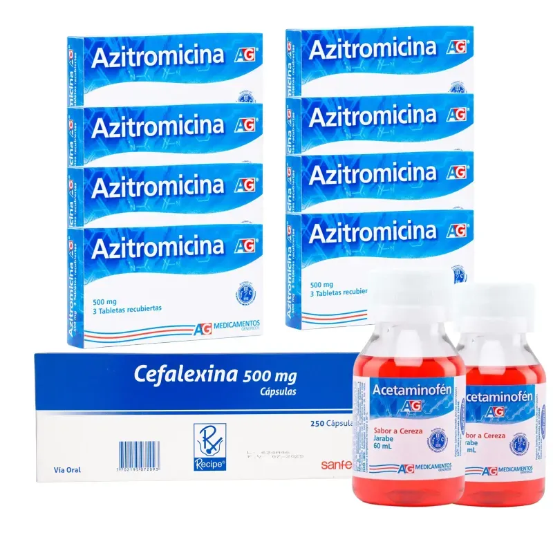 Pack Azitromicina 500 mg + Cefalexina 250