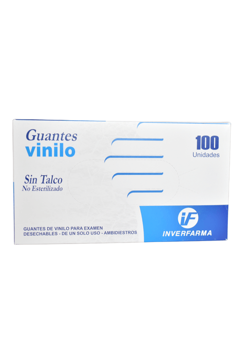Guante Vinilo Transparente Talla S Caja X 100 Unidad Inverfarma