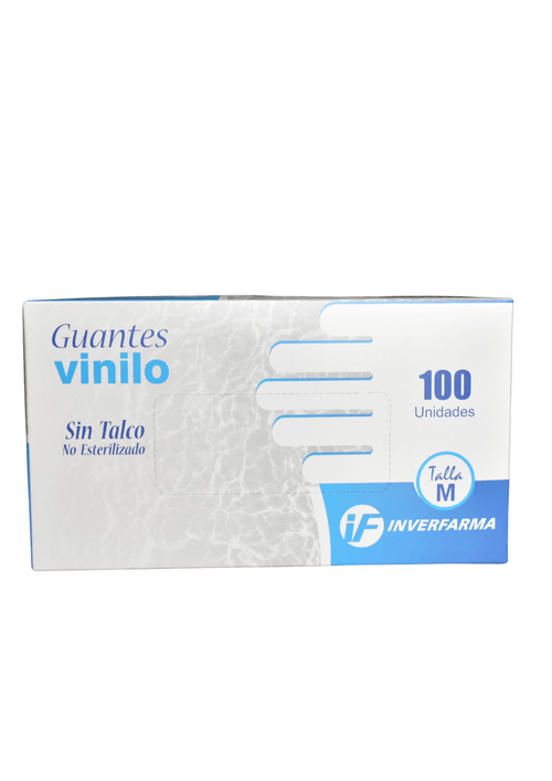 Guante Vinilo Transparente Talla M Caja X 100 Unidad Inverfarma