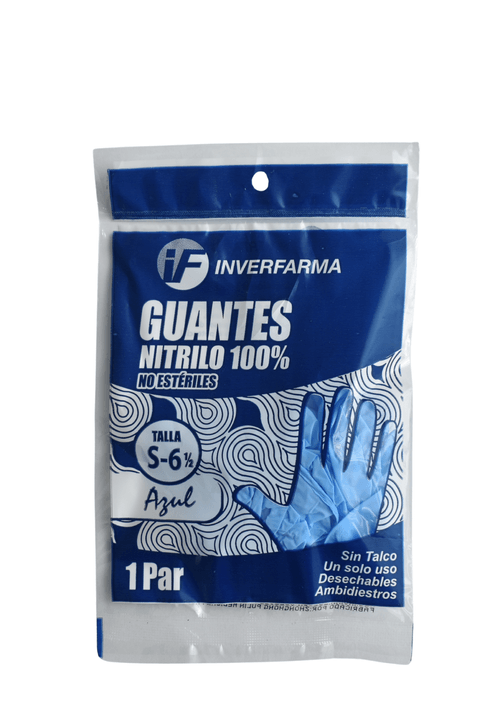 Guante Nitrilo Azul Talla S Bolsa X 2 Unidades Inverfarma