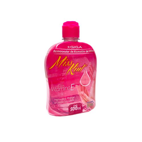Removedor de Esmalte Miss Kiut Vitamina E Rosado Frasco 500 ml
