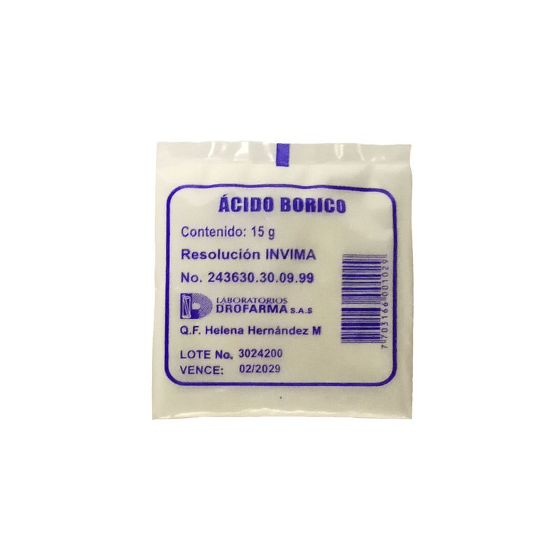 Ácido Bórico 15 Gr Caja x 25 Sobres Drofarma